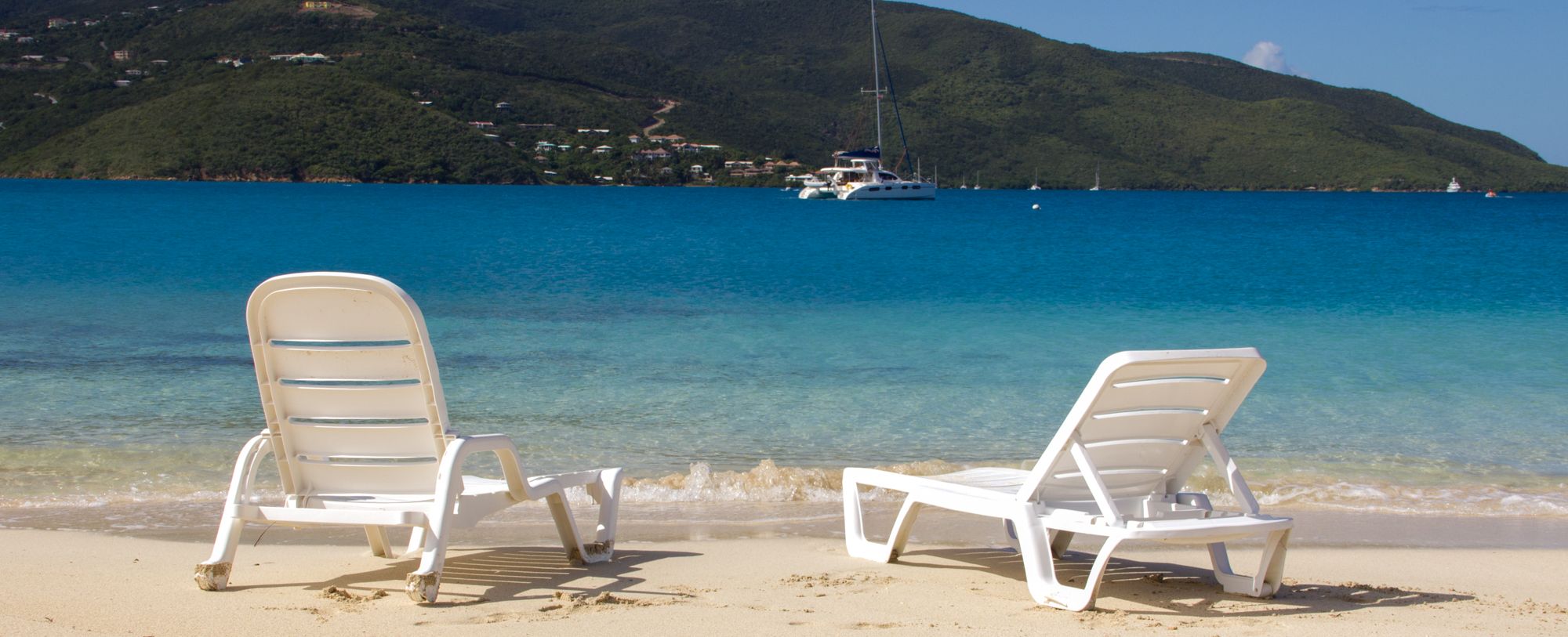 Lounge chairs on a beach
