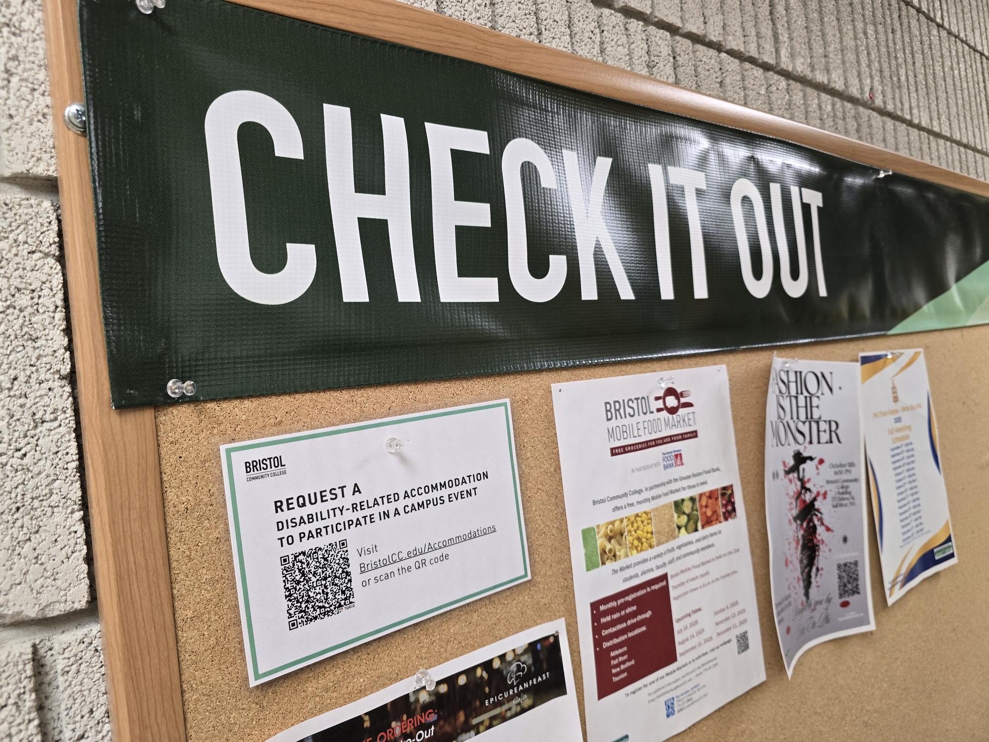 Campus accessibility request message posted to a bulletin board