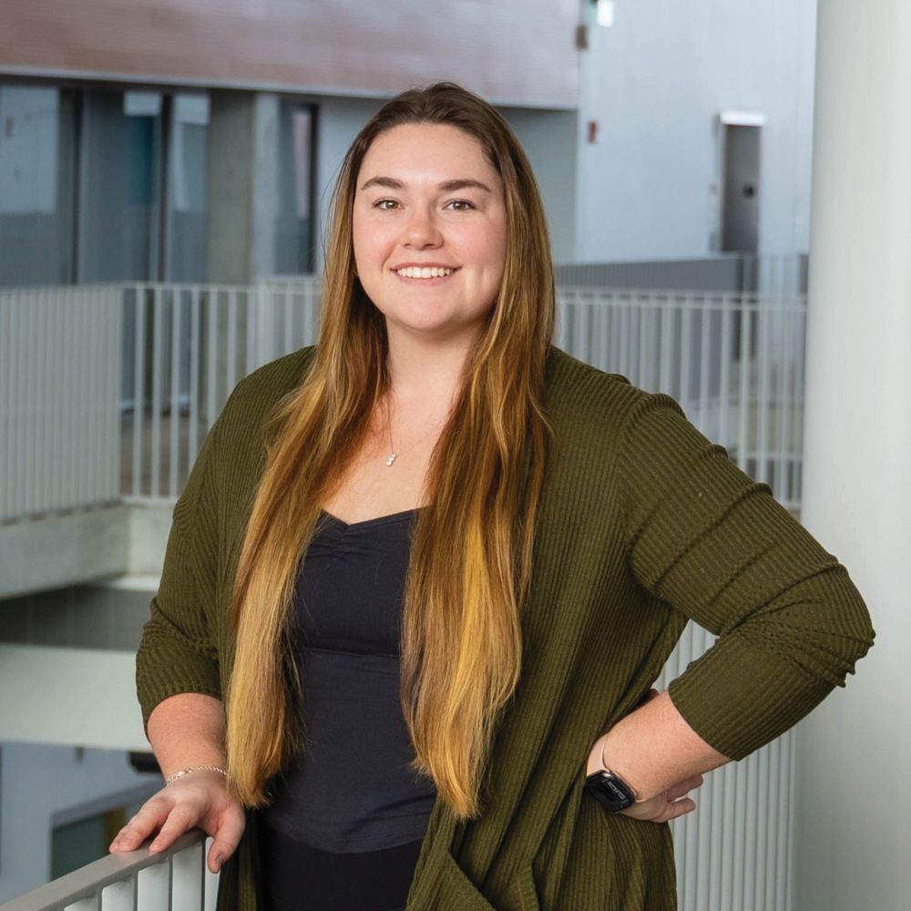 Sabrina Russell, Bristol Nursing student, standing in J building.